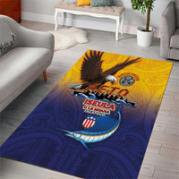 American Samoa Fautasi Area Rug Bald Eage and Sailfish with Kakau Motifs - Wonder Print Shop