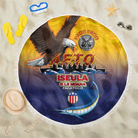 American Samoa Fautasi Beach Blanket Bald Eage and Sailfish with Kakau Motifs - Wonder Print Shop