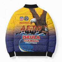 American Samoa Fautasi Bomber Puffer Jacket Bald Eage and Sailfish with Kakau Motifs - Wonder Print Shop