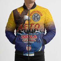 American Samoa Fautasi Bomber Puffer Jacket Bald Eage and Sailfish with Kakau Motifs - Wonder Print Shop