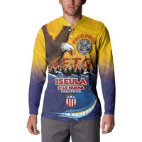 American Samoa Fautasi Button Sweatshirt Bald Eage and Sailfish with Kakau Motifs - Wonder Print Shop