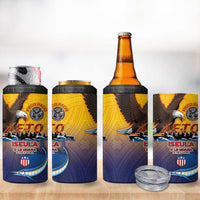 American Samoa Fautasi 4 in 1 Can Cooler Tumbler Bald Eage and Sailfish with Kakau Motifs - Wonder Print Shop