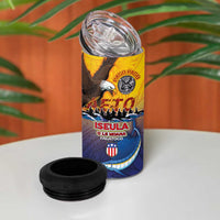 American Samoa Fautasi 4 in 1 Can Cooler Tumbler Bald Eage and Sailfish with Kakau Motifs - Wonder Print Shop