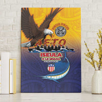 American Samoa Fautasi Canvas Wall Art Bald Eage and Sailfish with Kakau Motifs - Wonder Print Shop