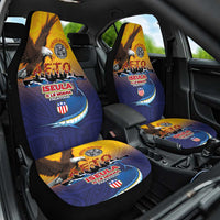American Samoa Fautasi Car Seat Cover Bald Eage and Sailfish with Kakau Motifs - Wonder Print Shop