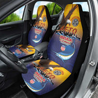 American Samoa Fautasi Car Seat Cover Bald Eage and Sailfish with Kakau Motifs - Wonder Print Shop