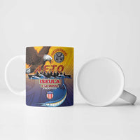 American Samoa Fautasi Ceramic Mug Bald Eage and Sailfish with Kakau Motifs - Wonder Print Shop