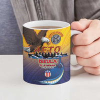 American Samoa Fautasi Ceramic Mug Bald Eage and Sailfish with Kakau Motifs - Wonder Print Shop