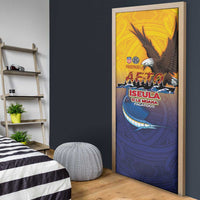 American Samoa Fautasi Door Cover Bald Eage and Sailfish with Kakau Motifs - Wonder Print Shop