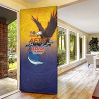 American Samoa Fautasi Door Cover Bald Eage and Sailfish with Kakau Motifs - Wonder Print Shop