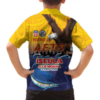 American Samoa Fautasi Family Matching Long Sleeve Bodycon Dress and Hawaiian Shirt Bald Eage and Sailfish with Kakau Motifs - Wonder Print Shop