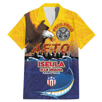 American Samoa Fautasi Family Matching Mermaid Dress and Hawaiian Shirt Bald Eage and Sailfish with Kakau Motifs - Wonder Print Shop
