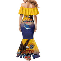 American Samoa Fautasi Family Matching Mermaid Dress and Hawaiian Shirt Bald Eage and Sailfish with Kakau Motifs - Wonder Print Shop