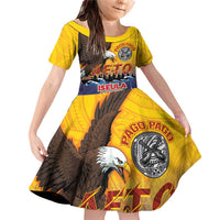 American Samoa Fautasi Family Matching Off Shoulder Short Dress and Hawaiian Shirt Bald Eage and Sailfish with Kakau Motifs - Wonder Print Shop