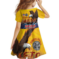 American Samoa Fautasi Family Matching Off Shoulder Short Dress and Hawaiian Shirt Bald Eage and Sailfish with Kakau Motifs - Wonder Print Shop