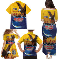 American Samoa Fautasi Family Matching Puletasi and Hawaiian Shirt Bald Eage and Sailfish with Kakau Motifs - Wonder Print Shop