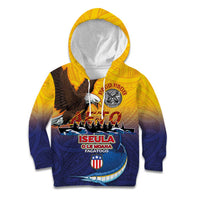 American Samoa Fautasi Kid Hoodie Bald Eage and Sailfish with Kakau Motifs - Wonder Print Shop
