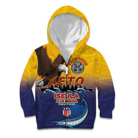 American Samoa Fautasi Kid Hoodie Bald Eage and Sailfish with Kakau Motifs - Wonder Print Shop