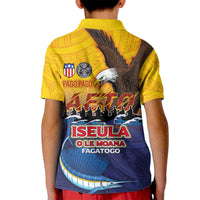 American Samoa Fautasi Kid Polo Shirt Bald Eage and Sailfish with Kakau Motifs - Wonder Print Shop