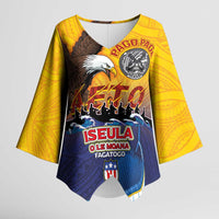 American Samoa Fautasi Kimono Sleeve Blouse Bald Eage and Sailfish with Kakau Motifs - Wonder Print Shop