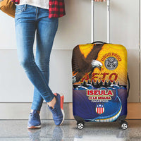 American Samoa Fautasi Luggage Cover Bald Eage and Sailfish with Kakau Motifs - Wonder Print Shop