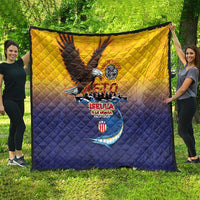 American Samoa Fautasi Quilt Bald Eage and Sailfish with Kakau Motifs - Wonder Print Shop