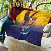 American Samoa Fautasi Quilt Bald Eage and Sailfish with Kakau Motifs - Wonder Print Shop