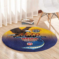 American Samoa Fautasi Round Carpet Bald Eage and Sailfish with Kakau Motifs - Wonder Print Shop