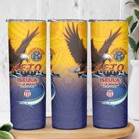 American Samoa Fautasi Skinny Tumbler Bald Eage and Sailfish with Kakau Motifs - Wonder Print Shop
