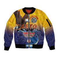 American Samoa Fautasi Sleeve Zip Bomber Jacket Bald Eage and Sailfish with Kakau Motifs - Wonder Print Shop