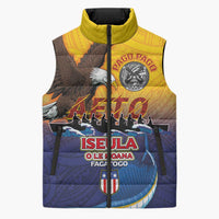 American Samoa Fautasi Sleeveless Puffer Jacket Bald Eage and Sailfish with Kakau Motifs - Wonder Print Shop