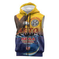 American Samoa Fautasi Sleeveless Zip Hoodie Bald Eage and Sailfish with Kakau Motifs - Wonder Print Shop
