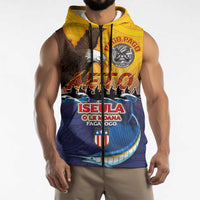 American Samoa Fautasi Sleeveless Zip Hoodie Bald Eage and Sailfish with Kakau Motifs - Wonder Print Shop