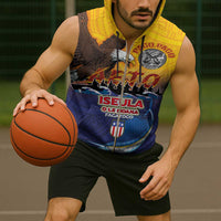 American Samoa Fautasi Sleeveless Zip Hoodie Bald Eage and Sailfish with Kakau Motifs - Wonder Print Shop