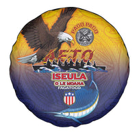 American Samoa Fautasi Spare Tire Cover Bald Eage and Sailfish with Kakau Motifs - Wonder Print Shop