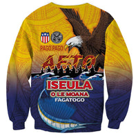 American Samoa Fautasi Sweatshirt Bald Eage and Sailfish with Kakau Motifs - Wonder Print Shop