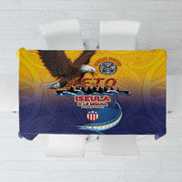 American Samoa Fautasi Tablecloth Bald Eage and Sailfish with Kakau Motifs - Wonder Print Shop