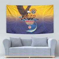 American Samoa Fautasi Tapestry Bald Eage and Sailfish with Kakau Motifs - Wonder Print Shop