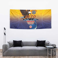 American Samoa Fautasi Tapestry Bald Eage and Sailfish with Kakau Motifs - Wonder Print Shop