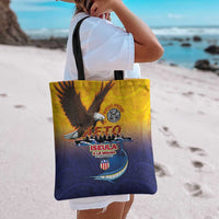 American Samoa Fautasi Tote Bag Bald Eage and Sailfish with Kakau Motifs - Wonder Print Shop