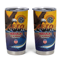 American Samoa Fautasi Tumbler Cup Bald Eage and Sailfish with Kakau Motifs - Wonder Print Shop