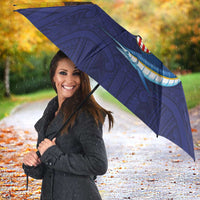 American Samoa Fautasi Umbrella Bald Eage and Sailfish with Kakau Motifs - Wonder Print Shop