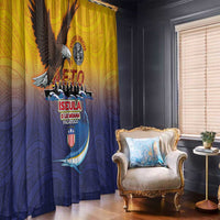 American Samoa Fautasi Window Curtain Bald Eage and Sailfish with Kakau Motifs - Wonder Print Shop