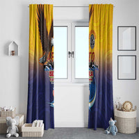 American Samoa Fautasi Window Curtain Bald Eage and Sailfish with Kakau Motifs - Wonder Print Shop