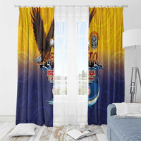 American Samoa Fautasi Window Curtain Bald Eage and Sailfish with Kakau Motifs - Wonder Print Shop