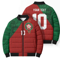 Custom Morocco National Football Bomber Puffer Jacket The Atlas Lions Spirit - Wonder Print Shop