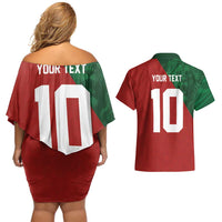 Custom Morocco National Football Couples Matching Off Shoulder Short Dress and Hawaiian Shirt The Atlas Lions Spirit - Wonder Print Shop