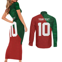 Custom Morocco National Football Couples Matching Short Sleeve Bodycon Dress and Long Sleeve Button Shirt The Atlas Lions Spirit - Wonder Print Shop