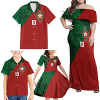 Custom Morocco National Football Family Matching Off Shoulder Maxi Dress and Hawaiian Shirt The Atlas Lions Spirit - Wonder Print Shop