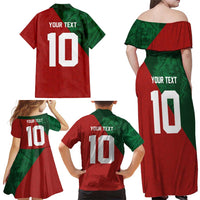 Custom Morocco National Football Family Matching Off Shoulder Maxi Dress and Hawaiian Shirt The Atlas Lions Spirit - Wonder Print Shop